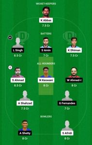 Dream11 Team for 11 Ace vs Z Games Strikers - Sharjah Hundred League.